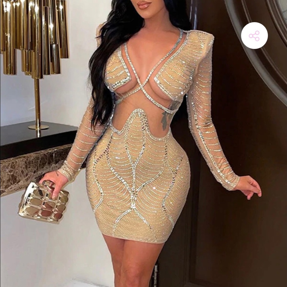 Super cute and sexy rhinestone studded dress in size L